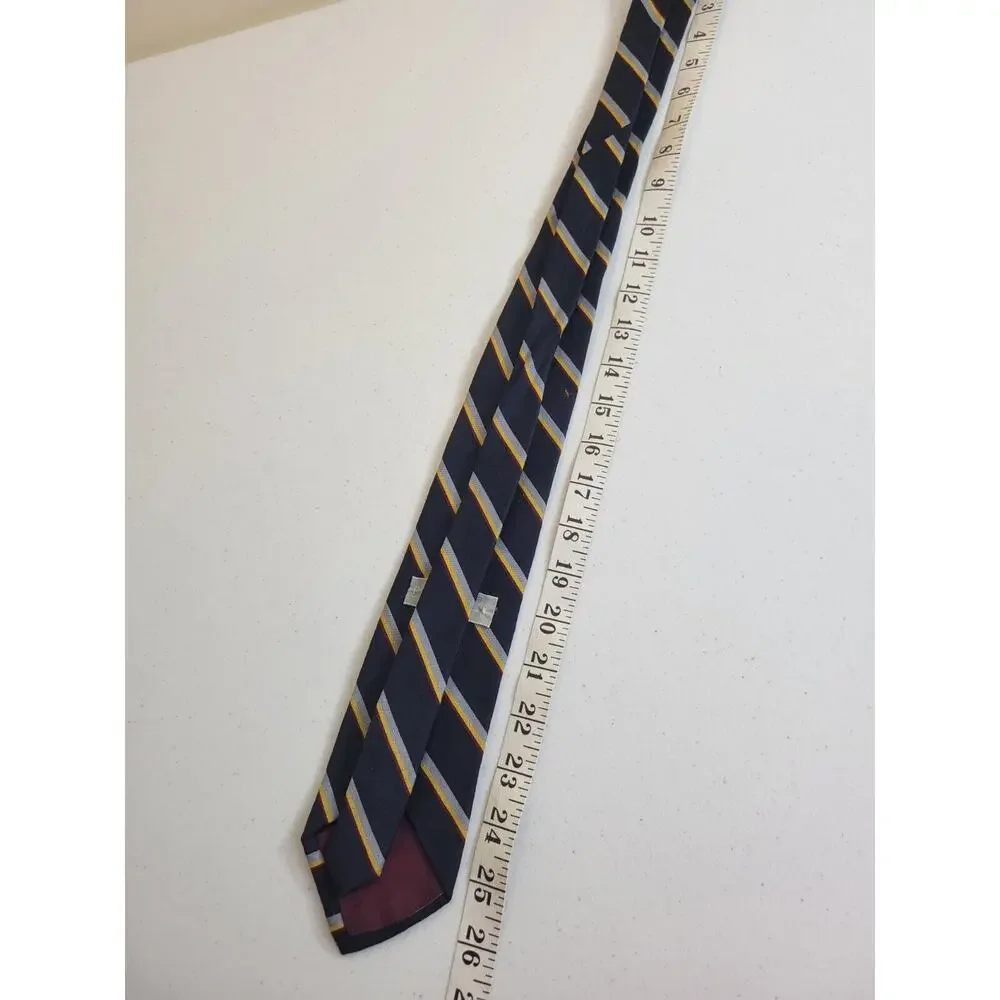 Jsaco Neck Tie Black Gray Striped Wool Blend Made in Italy Classic Business Work